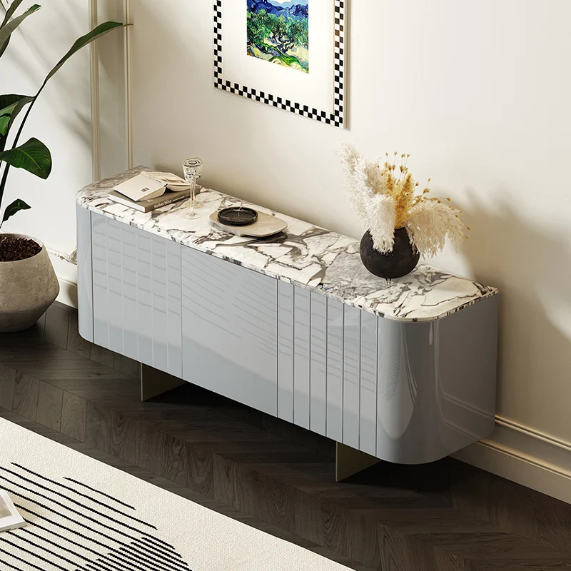 Light Luxury Modern Elephant White Natural Marble Side Cabinet Lacquer Guest Restaurant Locker