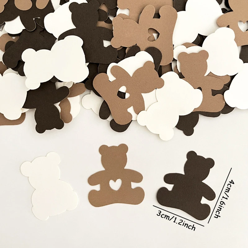 100pcs Cream Brown Bear Confetti Party Favors Paper Black White Beary Table Scatter Kids Birthday Party Decoration