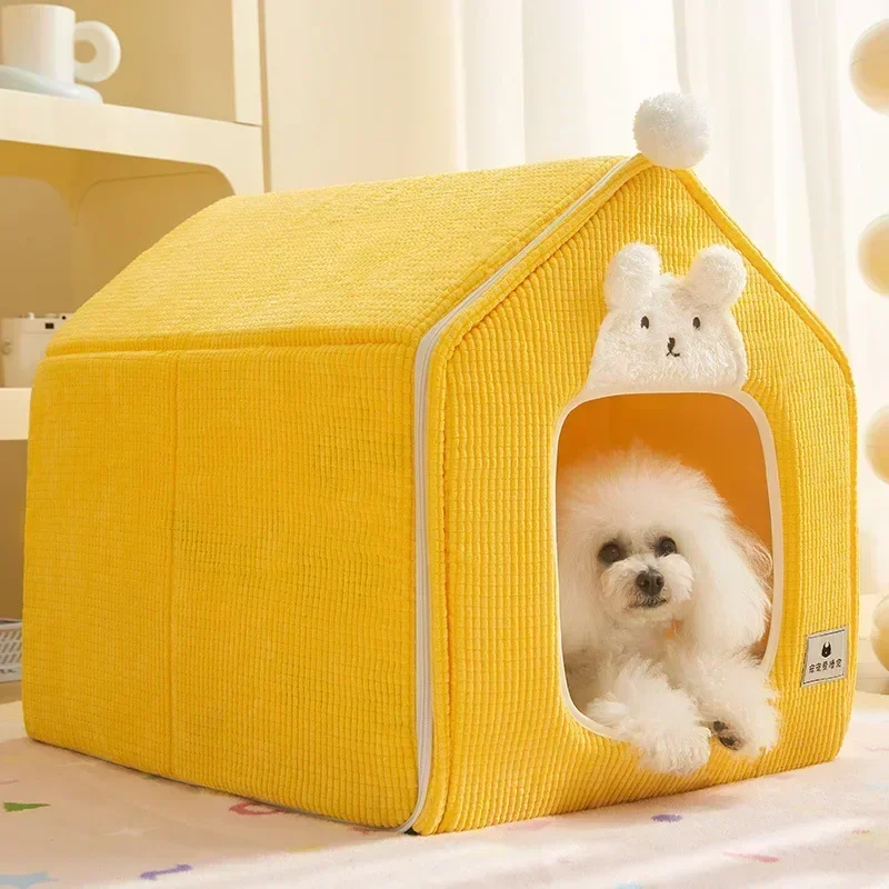 Casa plegable para perros y gatos, cama cálida de invierno, cesta para mascotas, cueva para cachorros, sofá