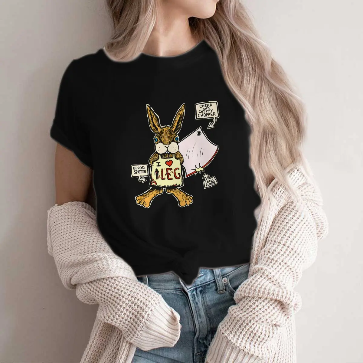 Rabbits Polyester TShirts Leg Cutting Distinctive Homme T Shirt Funny