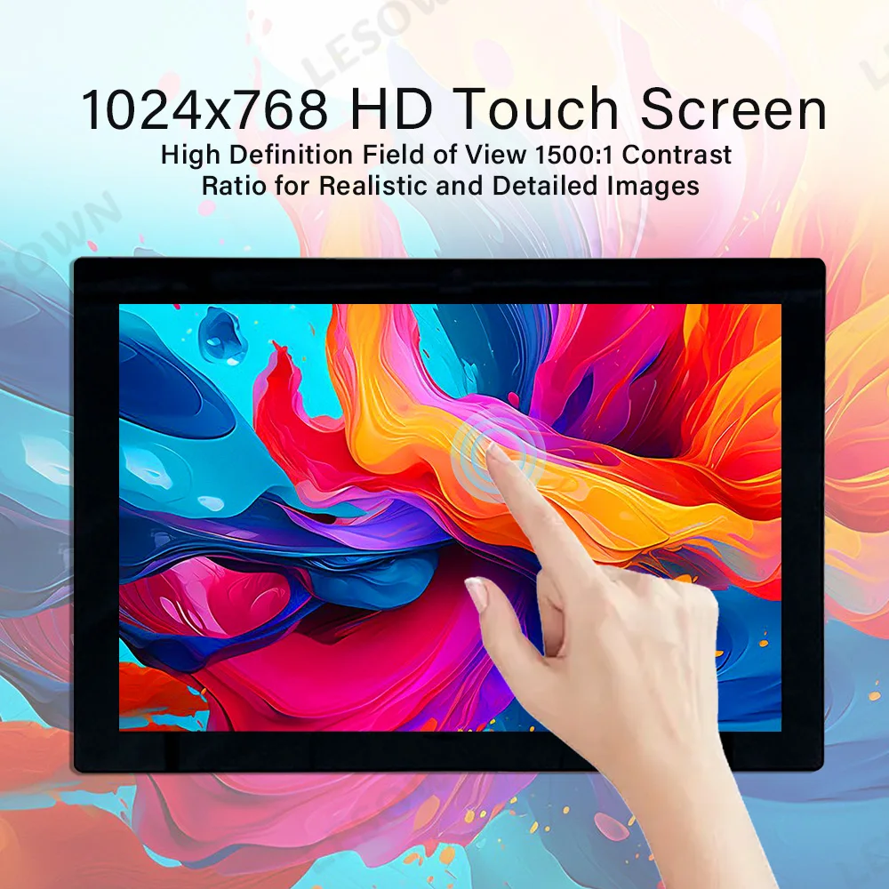 LESOWN HD 1024x768 IPS Wide Screen 15 inch 1500:1 Full Viewing HMDI VGA LCD Touch Display Module for Intelligent Central Control