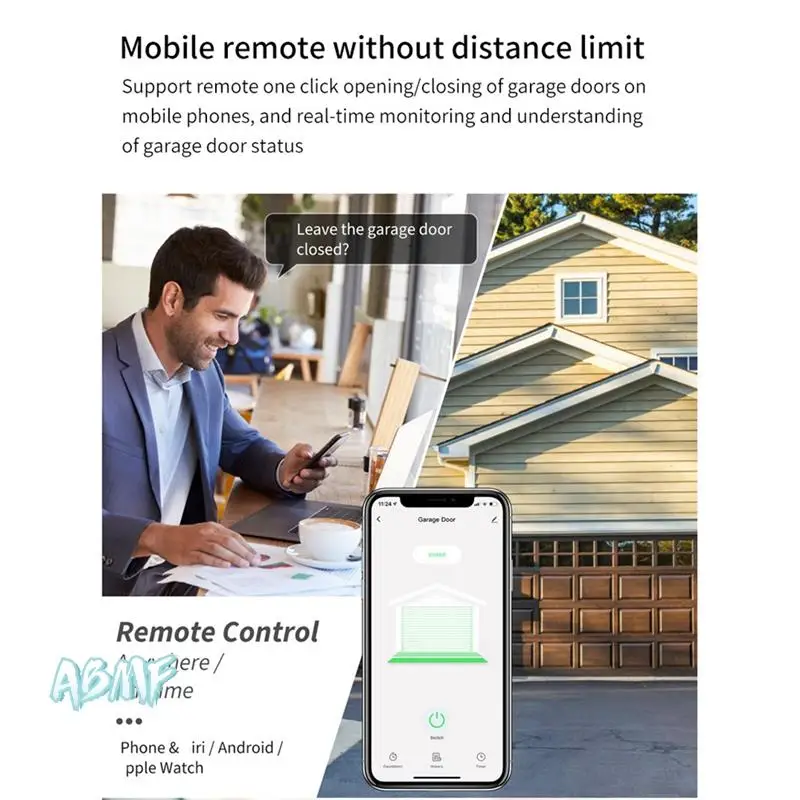 

ABMF-Tuya Smart Life App WIFI Garage Door Opener Controller Gate Door Open Close Monitor Voice Control For Alexa Google