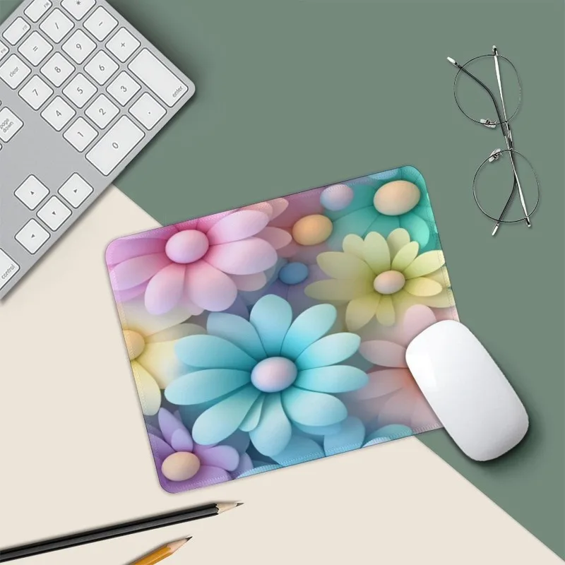 Colorful Flower Small Mouse Pad Kawaii 24x20cm Natural Rubber Gaming Accessories Non-slip Office Cute Mat For Laptop Table