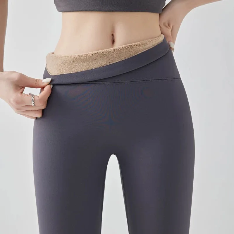 

Women's Plus Velvet Thicken Leggings Autumn Winter Elastic Tight Warm Shark Pants Woman Korean High Waist Slimming Yoga Leggings