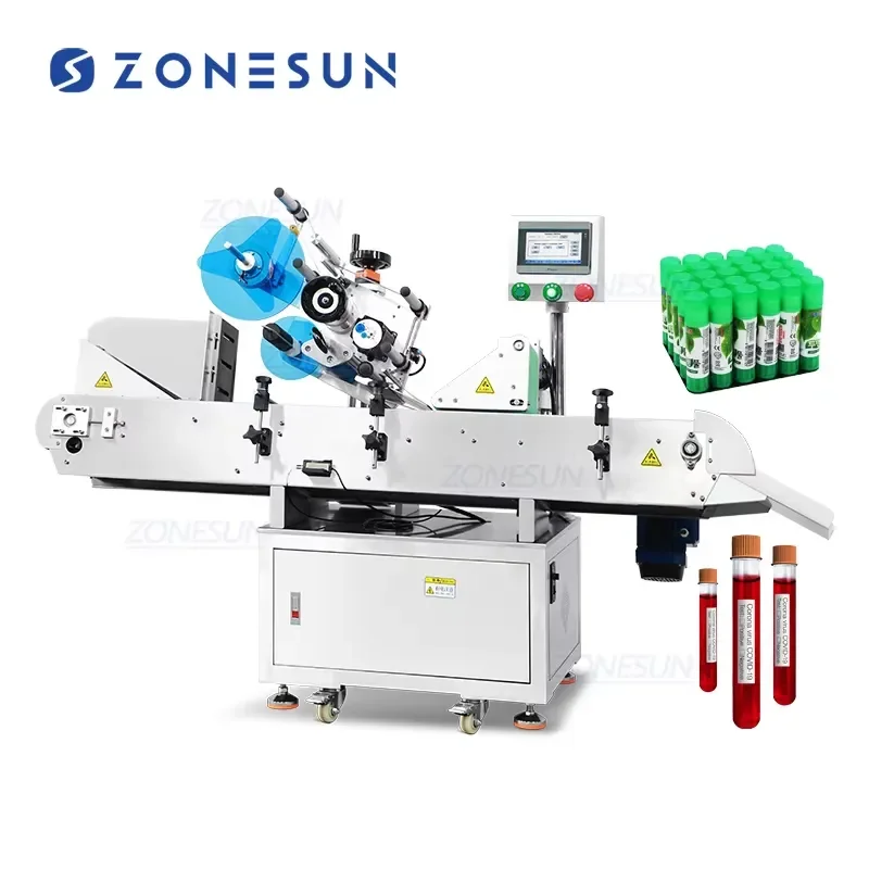 Hot 2026 ZS-TB823 Horizontal Tube Sticker Automatic Crayon Plastic Round Bottle Labeling Machine for Cryo Vials