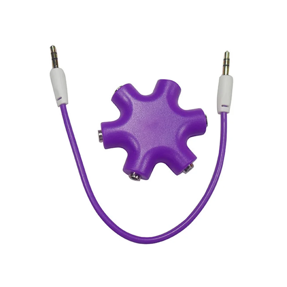 

3.5Mm Headphone Splitter 6 Port Audio Splitter Adapter Earphone Sharing Stereo Cable Included Universal Compatibility For