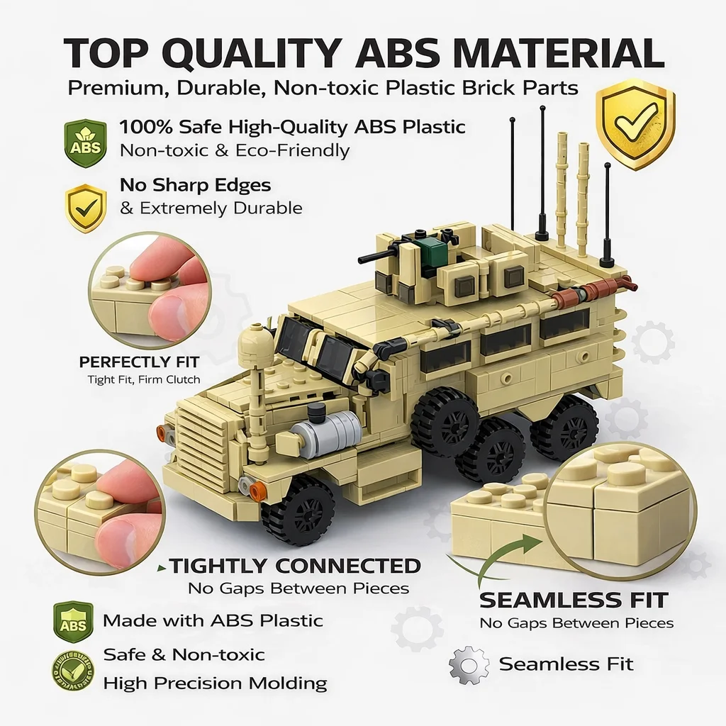 MOC 6x6 Desert Armored Vehicle Building Blocks Military Off Road Truck Model DIY Assembly Bricks Toy Gift Compatible Blocks
