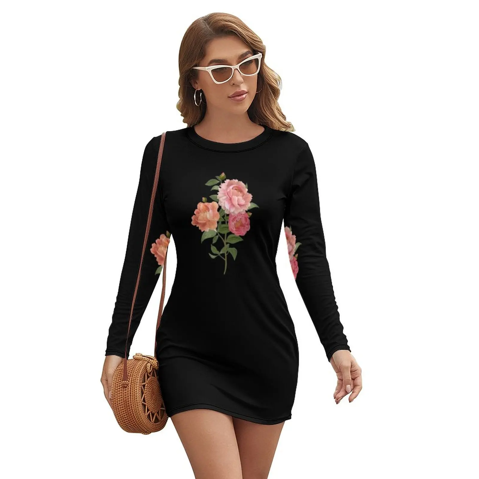 

floral background Long-sleeved Dress Women dresses summer Women's dresses Clothing Woman fashion
