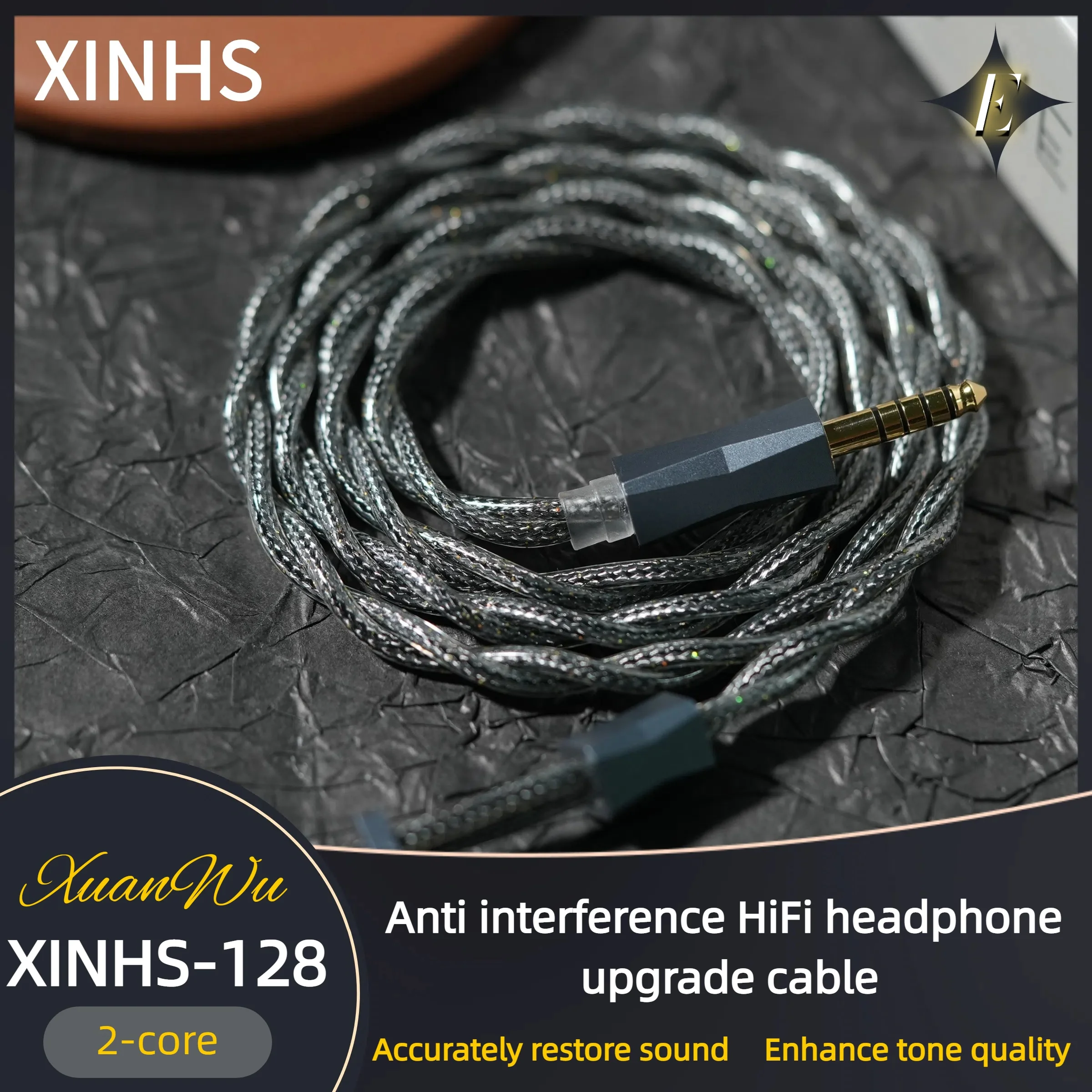 

XINHS-128 Low Interference Earphone Upgrade Cable 0.78mm 2pin/MMCX/ie900HiF Earphone Cable Shielded Cable Suitable for MOONDROP