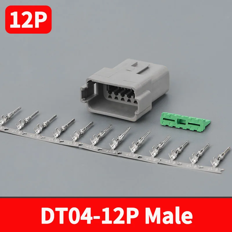 5/10/100Sets 12 Pin Way Deutsch DT04-12P DT06-12S Waterproof Electrical Wire Connector 16-22 AWG DT Series Connector Male Female