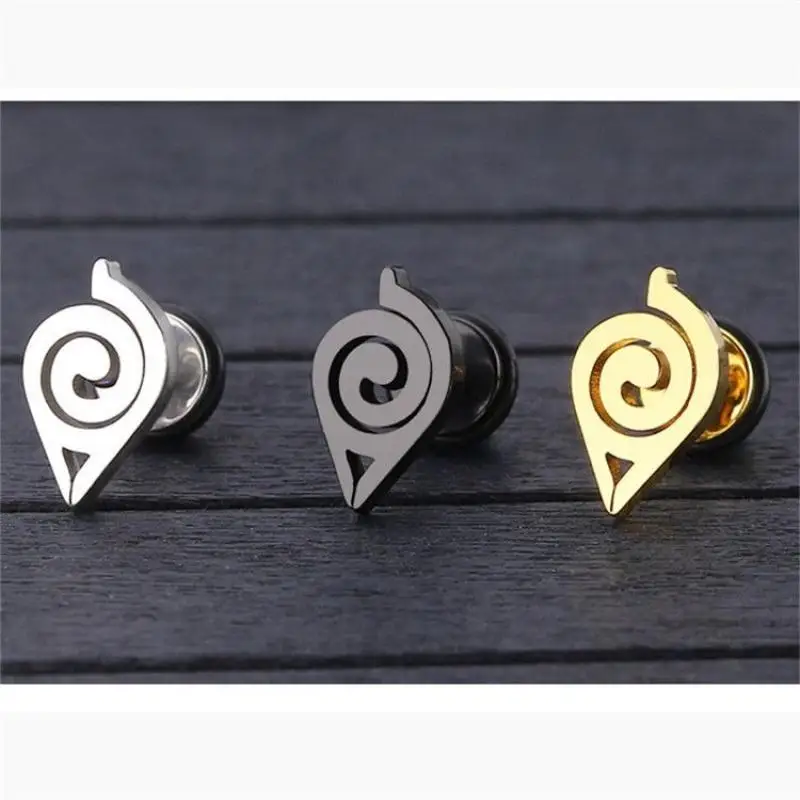 New Anime Naruto Titanium Steel Earrings Cosplay Props Character Naruto Sasuke Steel Earrings Stainless Steel Jewelry Gift