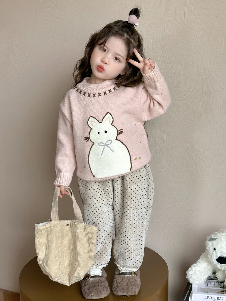 

Girls' Sweater for Autumn and Winter2025New Little Girl Baby Cute Knitted Bottoming Shirt Children's Autumn and Winter Clothing
