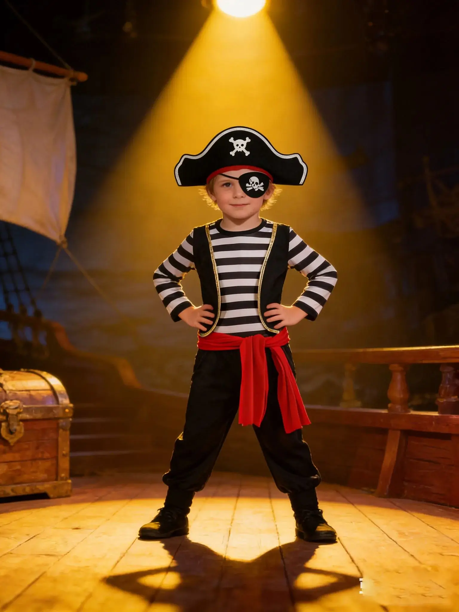 Boy Pirate Captain Costume+hat eye patch for 1-6years Baby Boy Toddler ocean adventure pirate Set Birthday Party Dressup