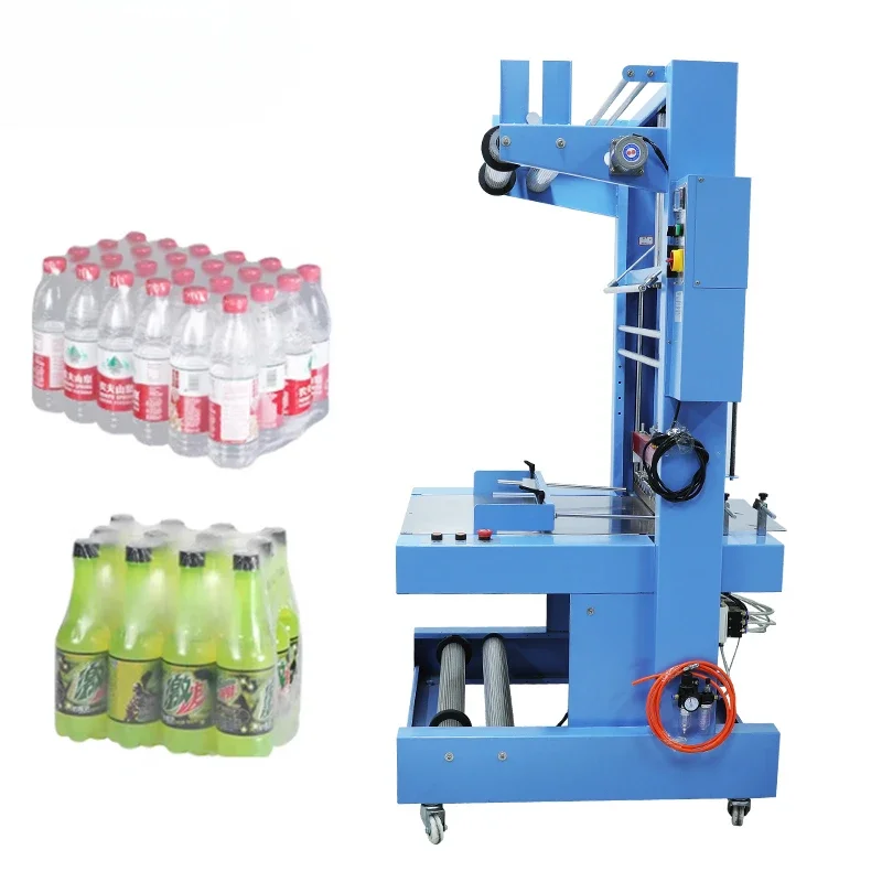 FL-6540 Empuje máquina semiautomática de envasado de botellas de vidrio para botellas de agua mineral, máquina de deformación y encogimiento de trineo