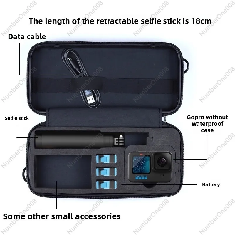 

Outdoor Shoulder Sling Bag, Waterproof Action Camera Case with Selfie Stick Holder, Compact & Portable Organizer