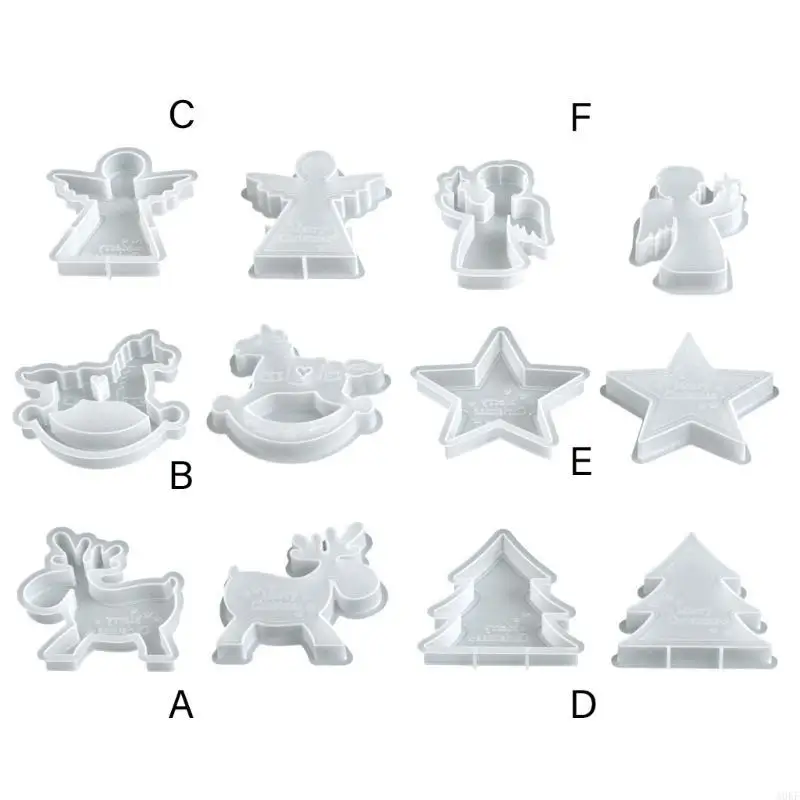 Christmas Molds Silicone Reindeer Rocking Horse Star Angel Boy For DIY Holiday Decorations Crafting A0KF