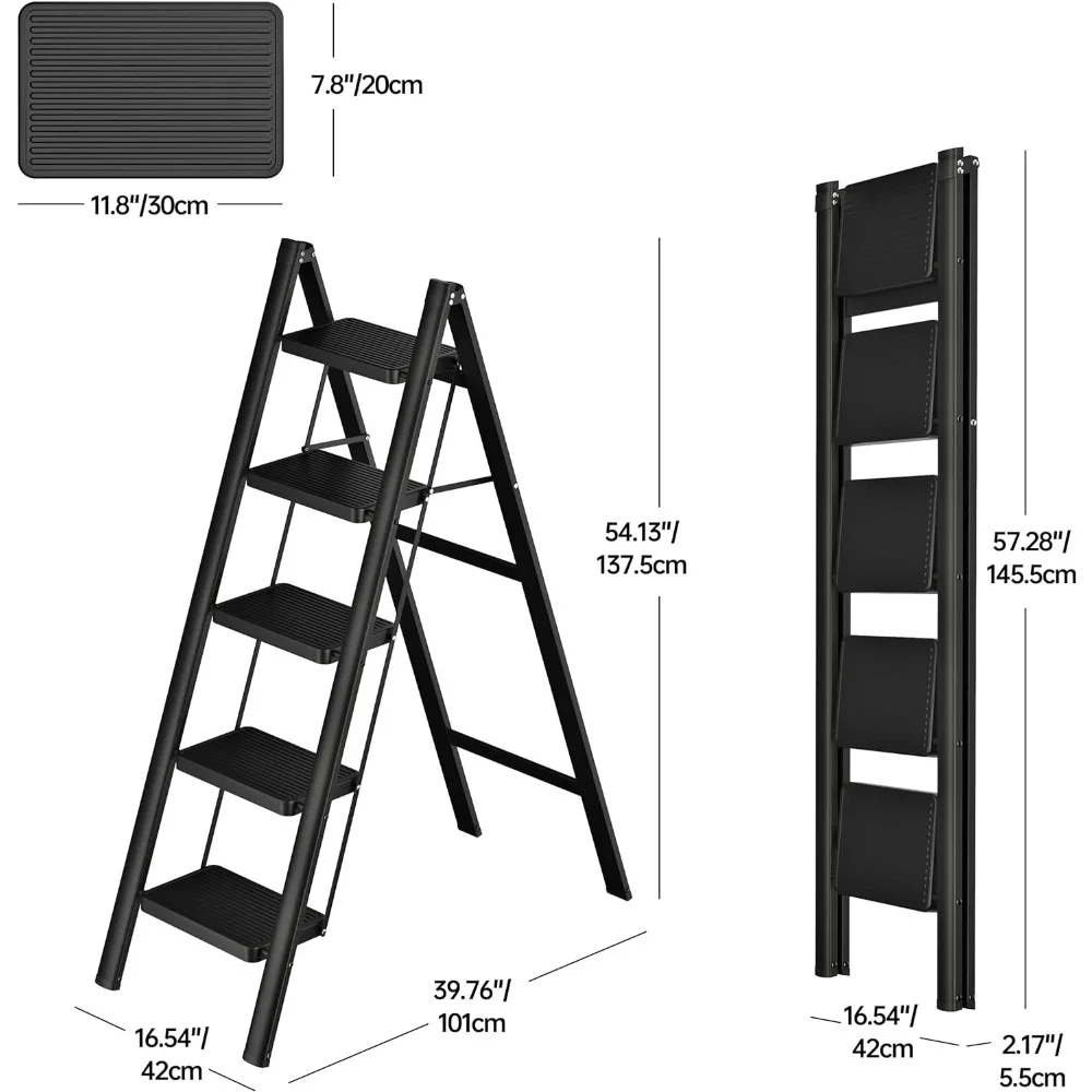 5-ступенчатая лестница JOISCOPE, легкий складной ступенчатый стул с нескользящей педалью, портативная прочная стальная лестница 600 фунтов для взрослых