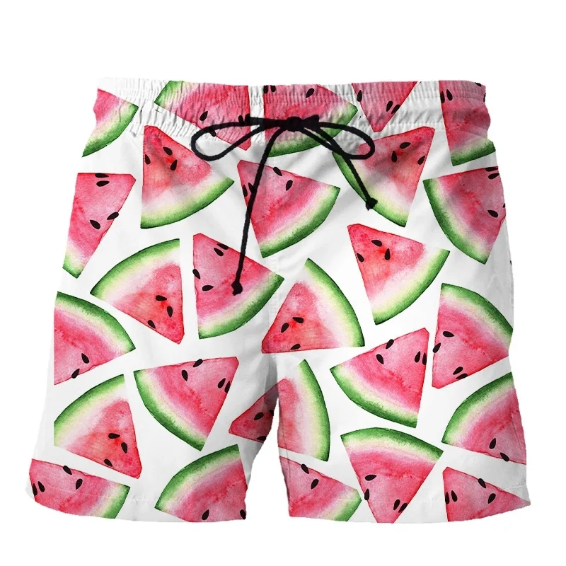 Pantalones cortos con estampado 3d para hombre, Shorts con estampado de plátano, limón, fruta, piña, sandía, moda informal, verano, playa, bañadores