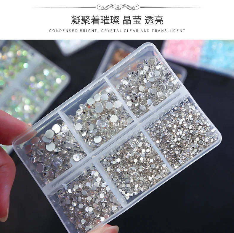 1 Opakowanie mieszanych rozmiarów ozdób do paznokci, cyrkonie do paznokci, kryształki do paznokci