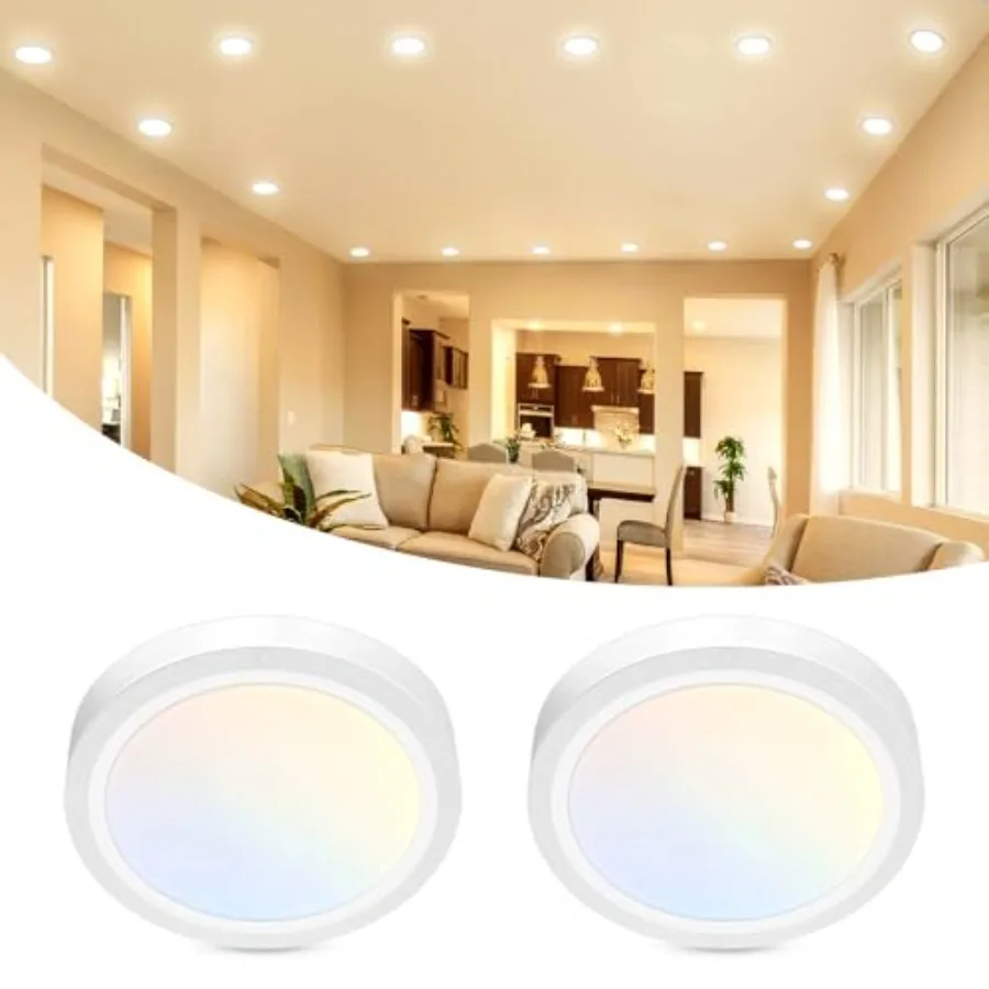2Pack 4.7 Inch Small LED Ceiling Lights Flush Mount, 3000K 4000K 6500K Adjustable, 7W 700LM Round Disk Light Fixture for Closet