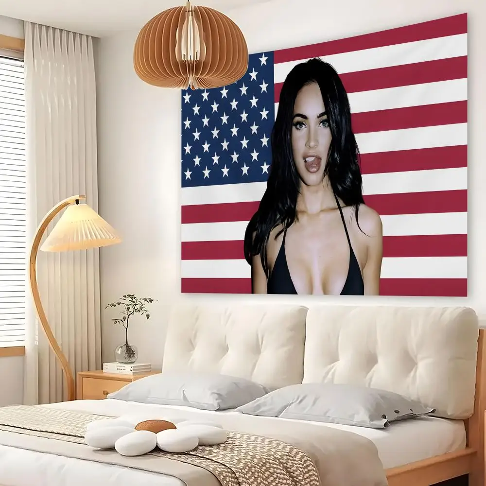 Actress M-Megan Fox American Tapestry Custom Living Bedroom Party Dormitory Interior Wall Bohemian Decoration Attached Clip