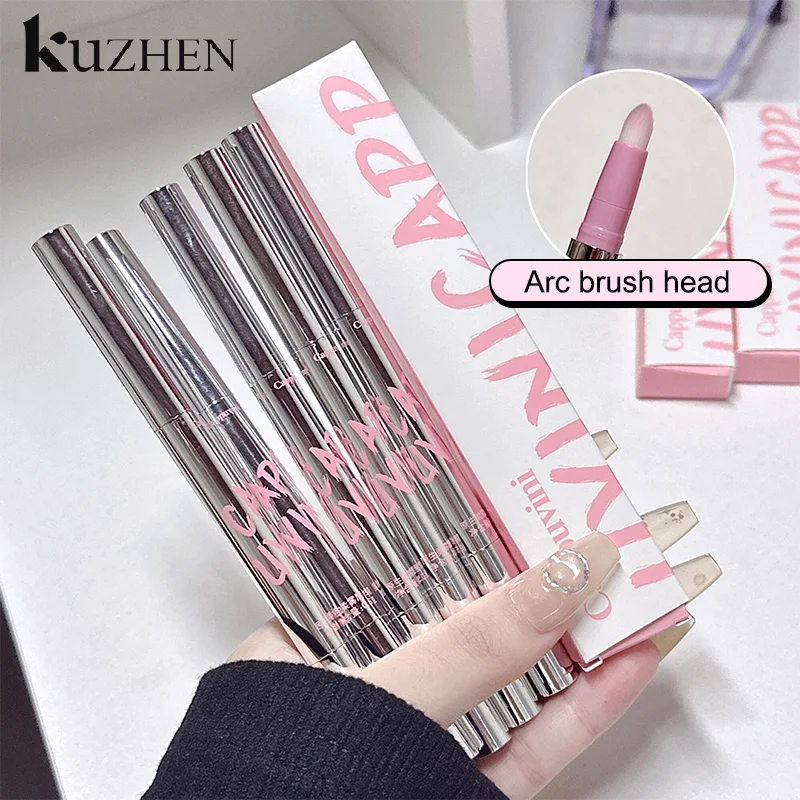 Cappuvini 1PCS Double-headed Nude Lip Liner With Fluffy Lip Brush Lip Makeup Long Last Velvet Matte Mist Lipstick Outline Lips