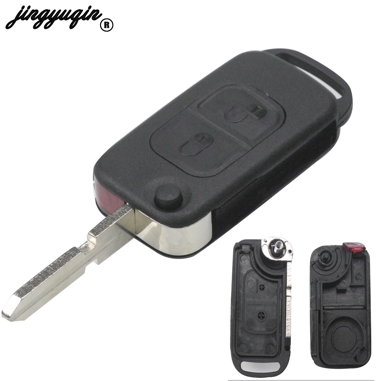 jingyuqin 2 Button Flip Folding Remote Car Key Shell Case for Mercedes Benz SLK E113 A C E S W168 W202 W203 HU39/HU64 Blade