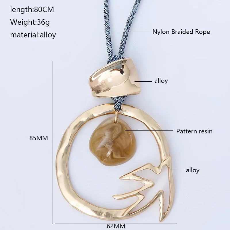 Hollow Out Resin Pendant Necklace for Women Unique Shape Jewelry