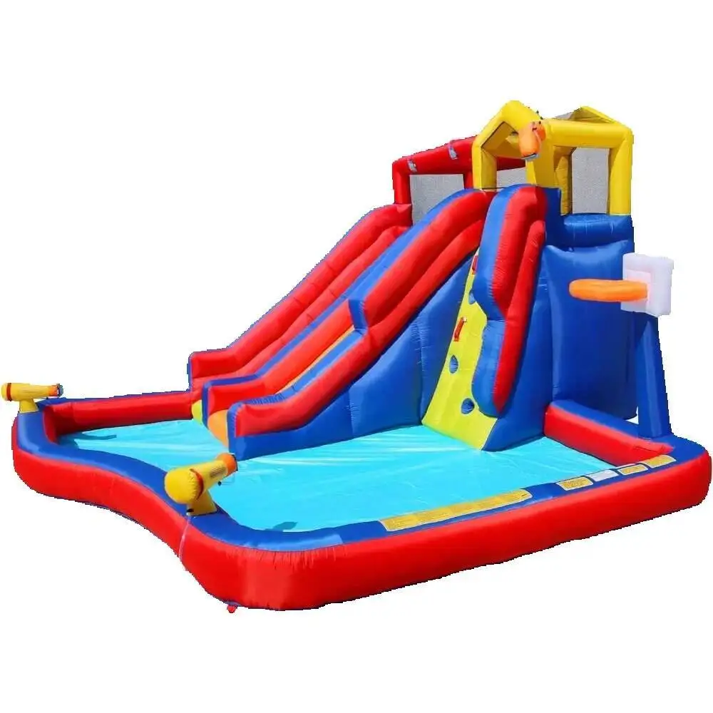Cannons Water Pools Swimming Outdoor Twin Falls Iatable With 2 Waterslides And Basketball Hoop Pool Iatables