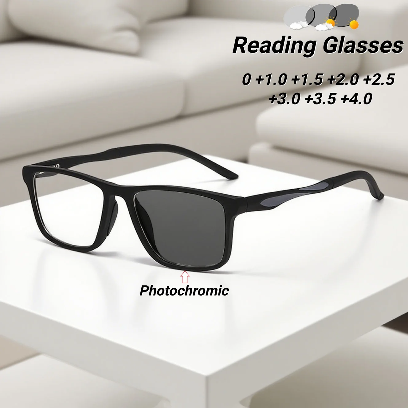 

2025 New Fashionable HD Multifocus Photochromic Women's Reading Glasses Retro Neutral High Quality Anti Blue Light Glasses
