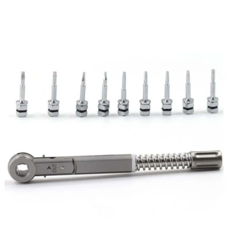 Dental Square Screw Head Ratchet Wrench Kit Universal Implant Torque Ratchet Hand for Crown Prosthetic Restoration