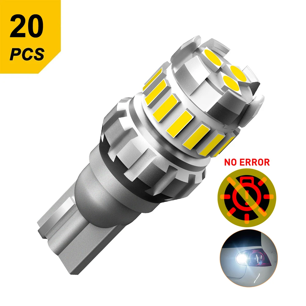 AUXITO 20Pcs 1200Lm W16W LED Canbus T15 LED Bulbs No Error Backup Lights 921 912 T16 LED Super Bright Car Reversing Signal Lamp