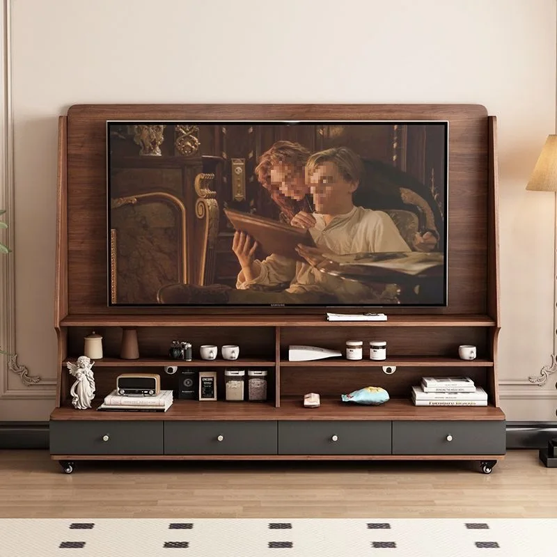 

Customizable removable TV cabinet solid wood living room home new TV cabinet with wheel storage locker Chinese style