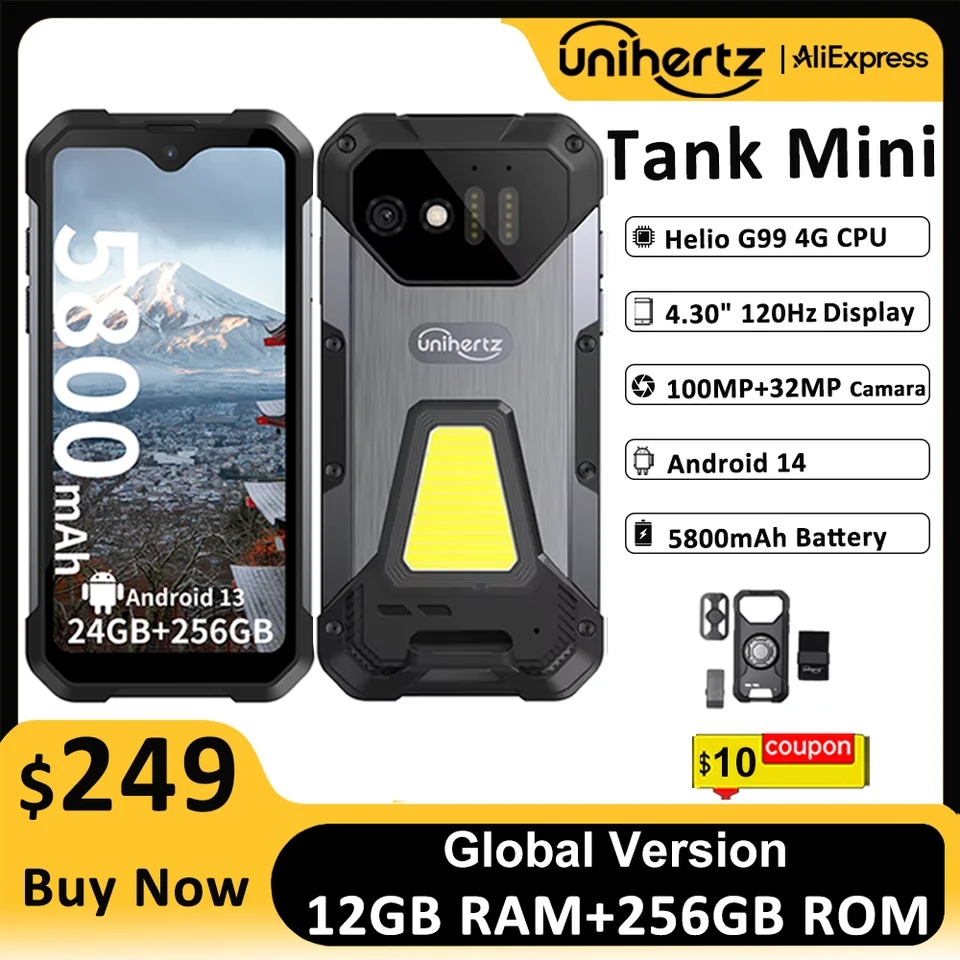 Unihertz 8849 Tank Miniタフネススマホ 4.3インチディスプレイ