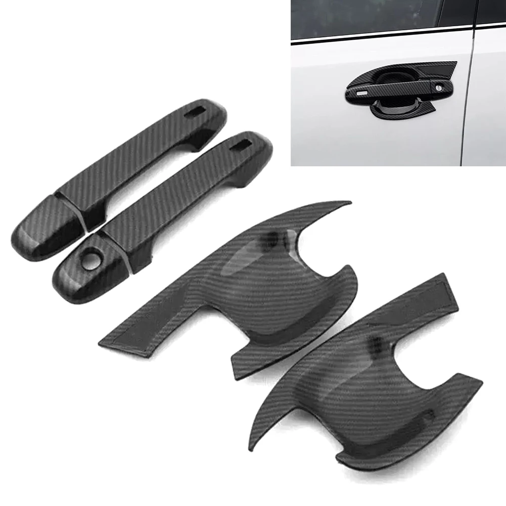 Transform Your Car's Look with Carbon Fiber Front Door Handle Decor Cover Trim for Toyota For CHR 1722 Pack of 4