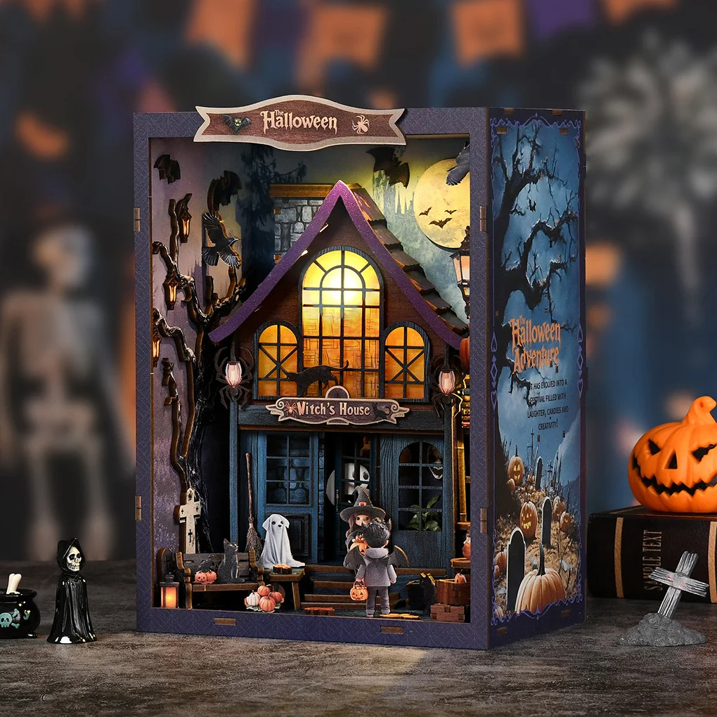 

Набор уголок для книг, Хэллоуин, сделай сам, домик, замок, чудесная ночь, микропейзаж, домик, трехмерная подставка для сборки ручной работы