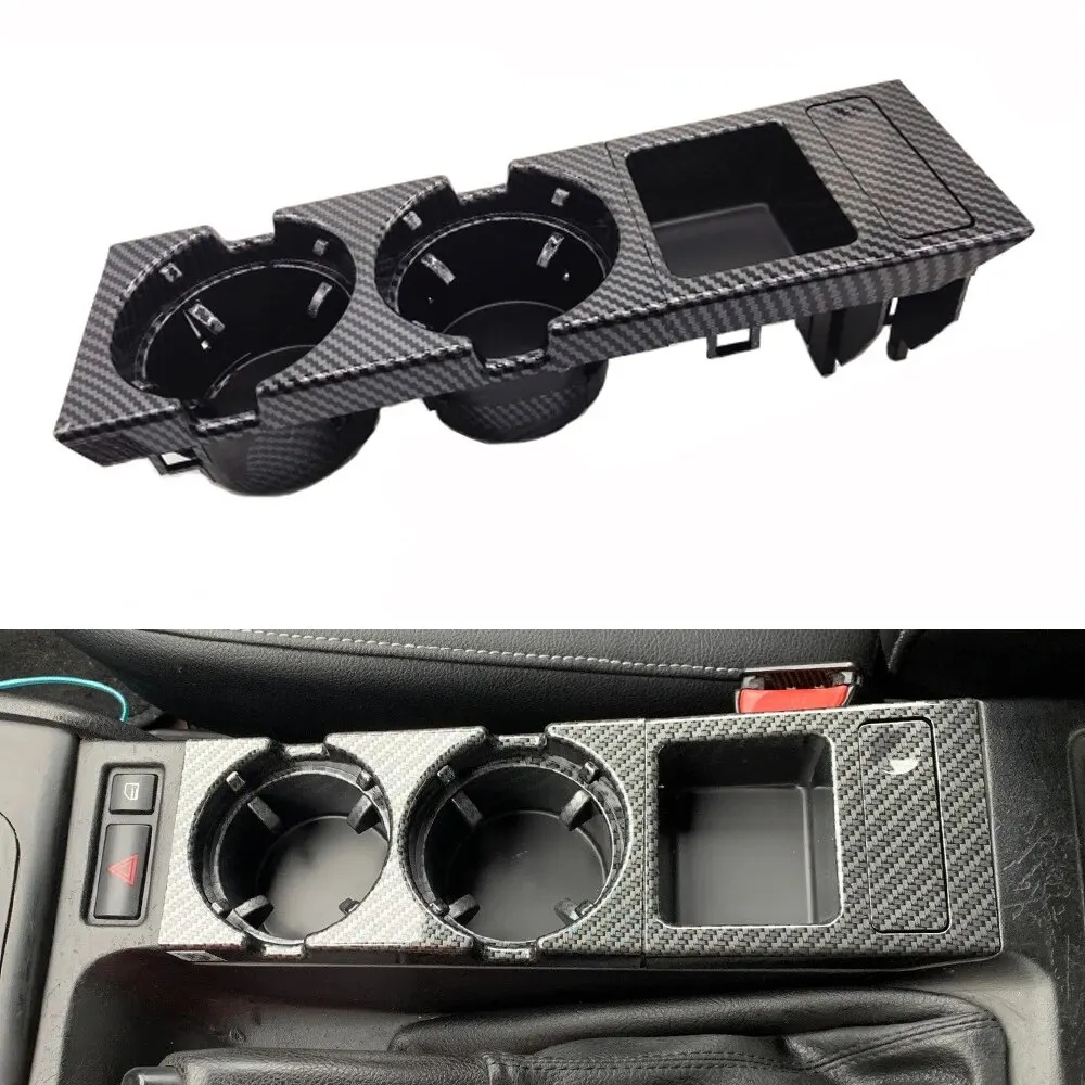 Car Black/Carbon Fiber Center Console Water Cup Holder Beverage Bottle Holder Coin Tray For Bmw 3 Series E46 323i 318I 98-06