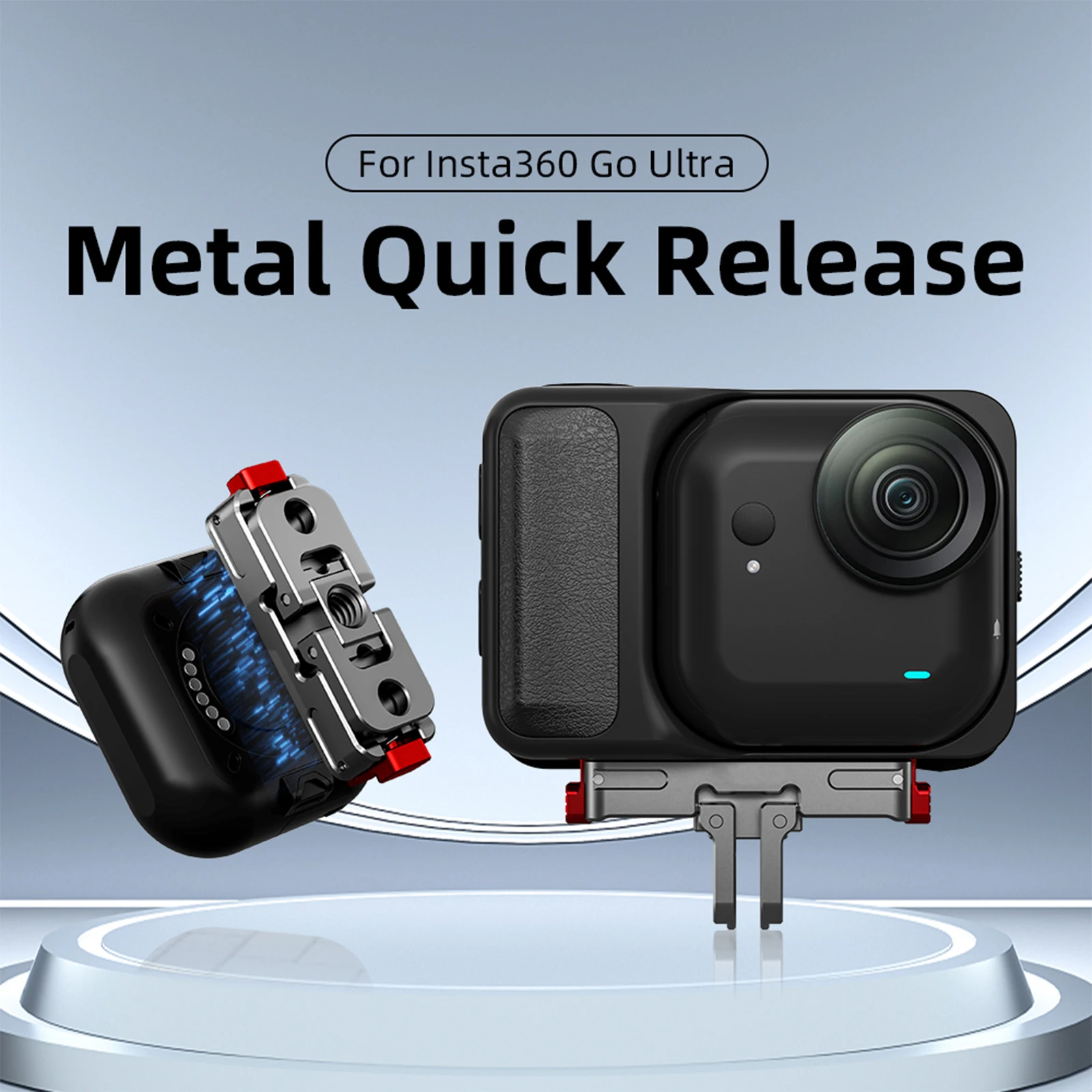 แท่นยึดแม่เหล็กแบบปลดเร็วสำหรับ Insta360 Go Ultra แผ่นฐานพับได้ พร้อมขายึดขยายและอุปกรณ์เสริมสำหรับติดตั้งกล้องแบบเกลียว 1/4