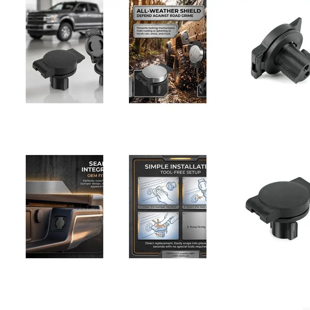 Spare Tire Lock Part Number FL3Z1543262A, Featuring a Round Black Cap, Keyed Lower Body and Side Lugs in a X37F