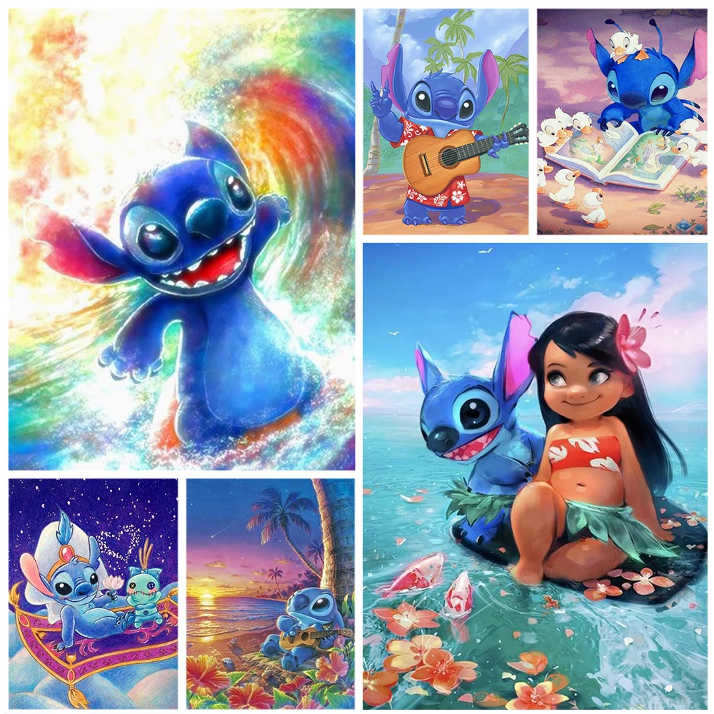 Disney Cartoon Lilo and Stitch Diamond Painting 5D DIY Cross Stitch Embroidery Sets Mosaic Creative Hobbies Home Decor Gift