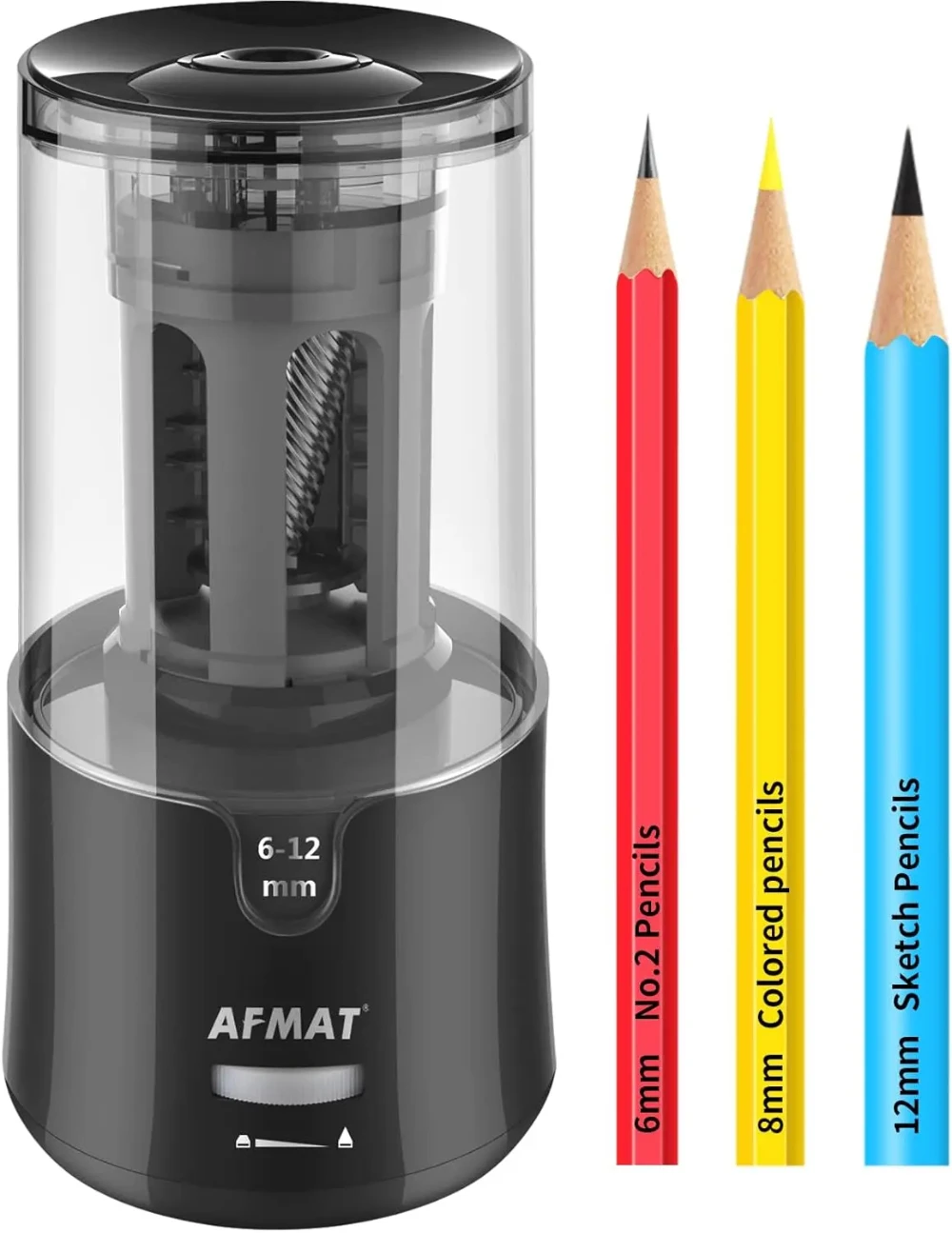 

Electric Pencil Sharpener - Auto Stop, Super Sharp & Fast, Plug in for 6-12mm No.2/Colored Pencils - Office/Home - Black