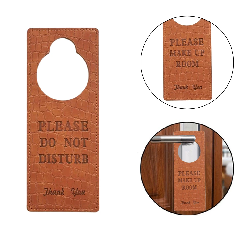 Do Not Disturb Please Knock Signs Door Knobs Meeting Room PU Leather Door Hanger Tags Label Hanging Tag For Hotel Bar Mall Decor