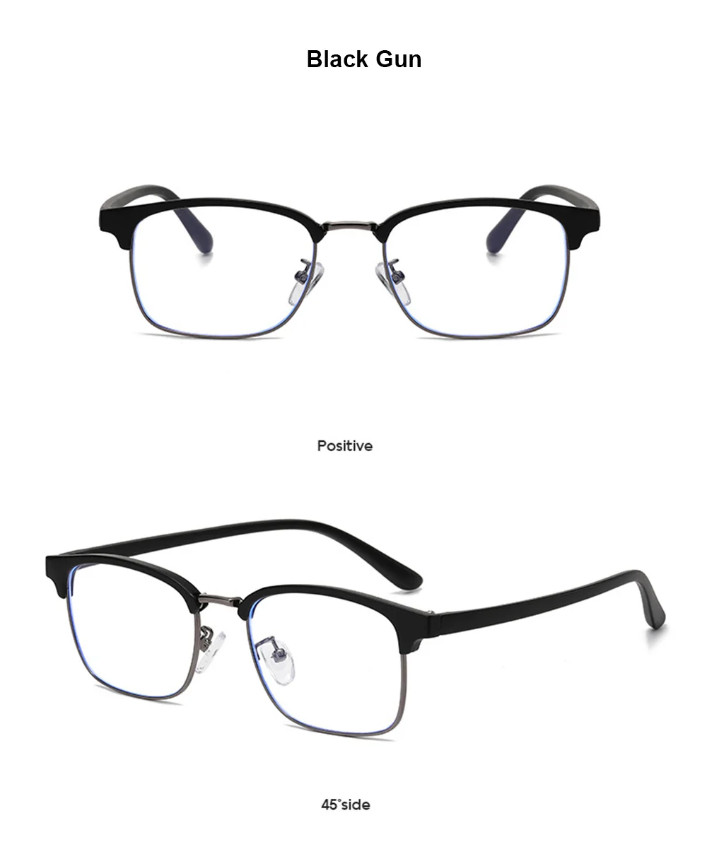 VIVIBEE Klassische Halbrandlose Anti-Blaulicht-Brille für Herren, quadratisch, Ray-Filter, Computer-UV400-Brille für Damen – Detail 14