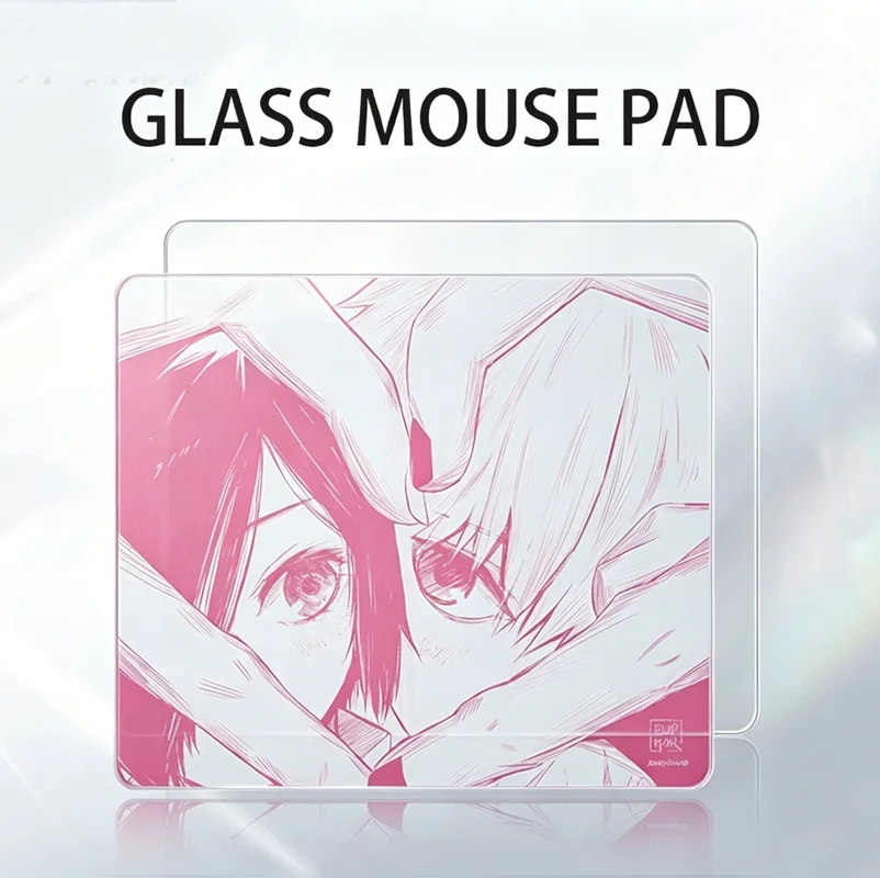 Japanese Anime Girl Couple's Love Glass Mouse Pad Ee-sports Gaming Keyboard Office Desktop Decoration Student Dormitory