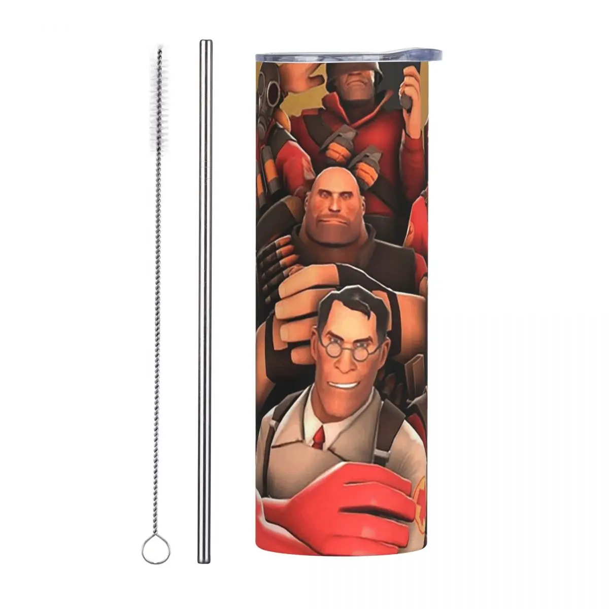 

Team Fortress 2 Плакат Искусство Стакан из нержавеющей стали Вакуумная изоляционная кружка Термальная холодная чашка Соломенная с крышкой 20 унций