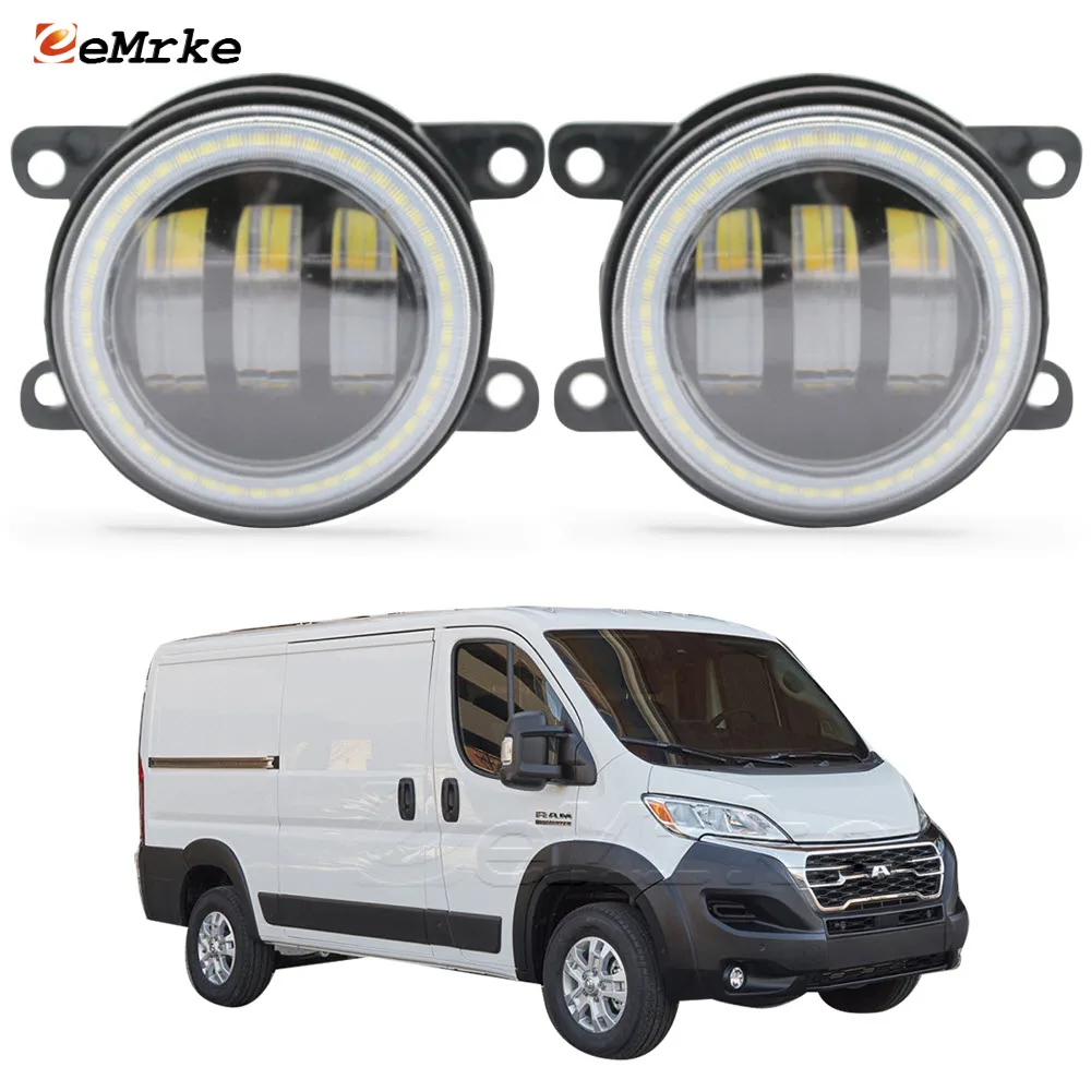 2x Led Angel Eye DRL Halo Fog Lights Clear Lens for Ram ProMaster 2022 2023 Promaster EV 2024 Daytime Running Light Ring