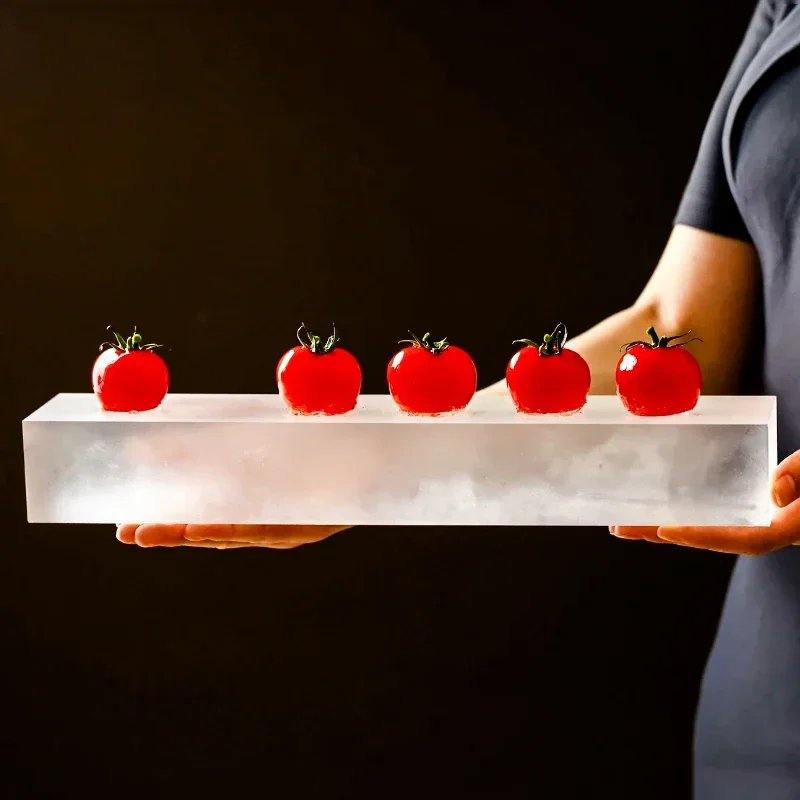 Creative Acrylic Dinner Plate Frosted Rectangle Dining Room Sashimi Sushi Dishes Home Afternoon Tea Desktop Dessert Organizer