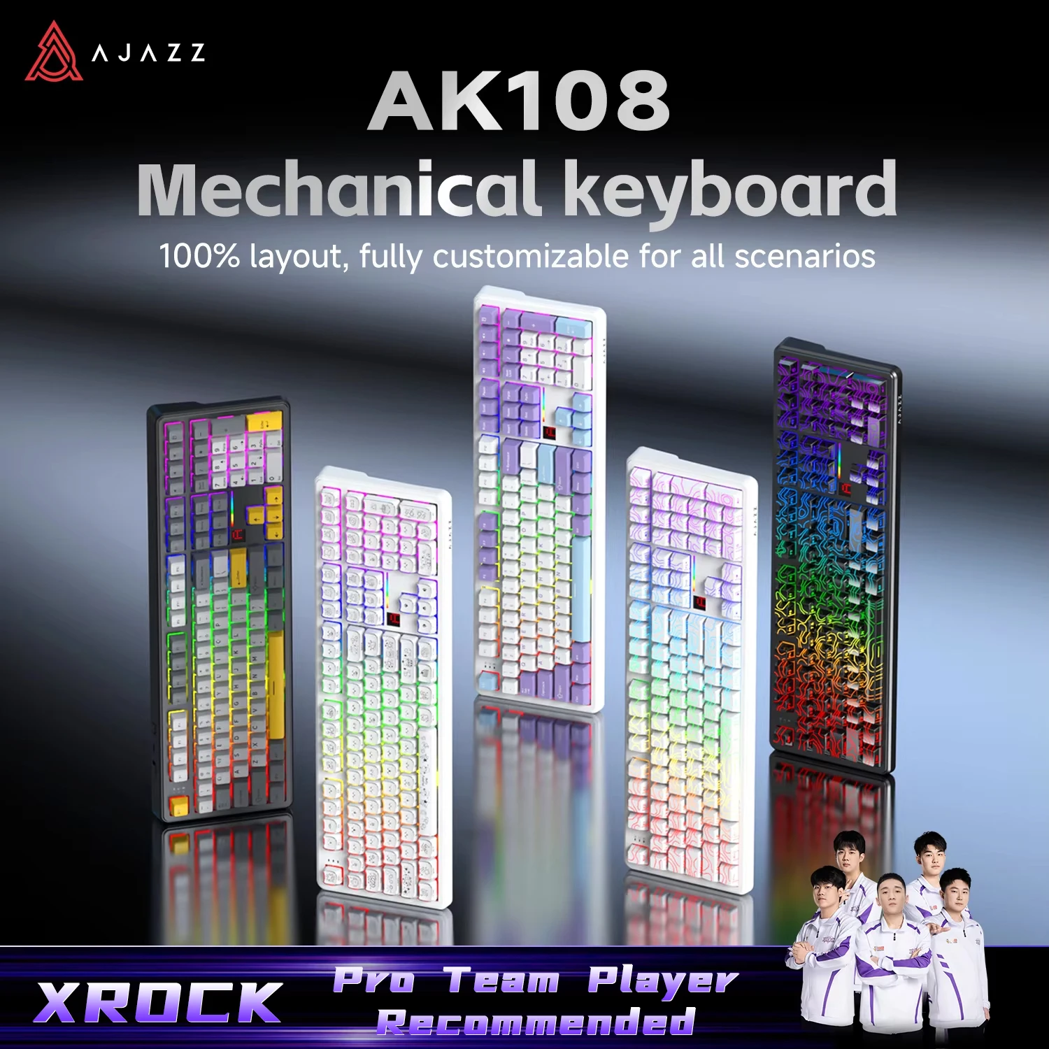 AJAZZ AK108 Full Key The Third Mock Examination Mechanical Keyboard Supports Full Key Hot Plug 10000 MA Super Long Endurance