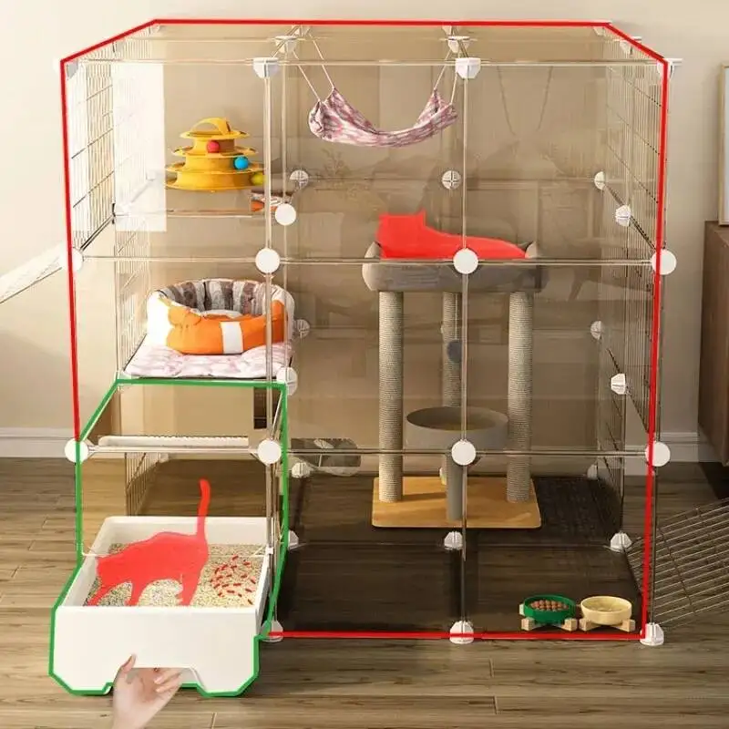 

Home Cage Luxury Indoor Livingroom Cat Balcony Cats Villa Super Large Free Space Kitten Pet House with Climbing Frame
