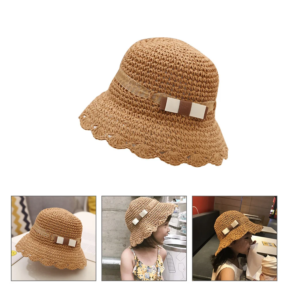 

1Pcs Children Summer Straw Fisherman Hat Lightweight Breathable Foldable Kids Sun Protection Cap Outdoor Vacation